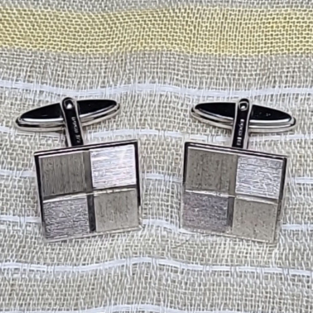 HS Sterling Silver .925 W. Germany Cufflinks Square Toggle Back Vintage